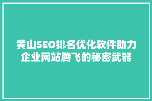 黄山SEO排名优化软件助力企业网站腾飞的秘密武器
