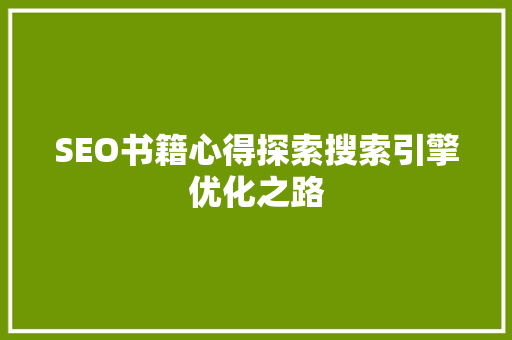 SEO书籍心得探索搜索引擎优化之路