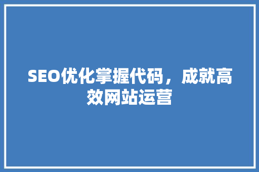 SEO优化掌握代码，成就高效网站运营