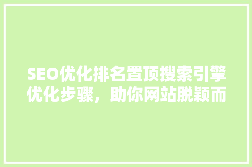 SEO优化排名置顶搜索引擎优化步骤，助你网站脱颖而出