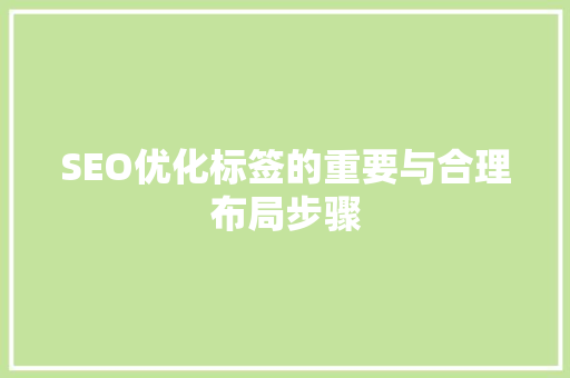 SEO优化标签的重要与合理布局步骤