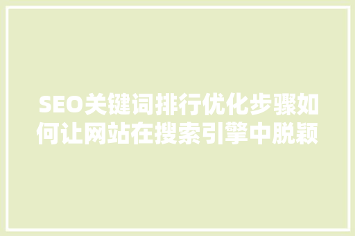 SEO关键词排行优化步骤如何让网站在搜索引擎中脱颖而出