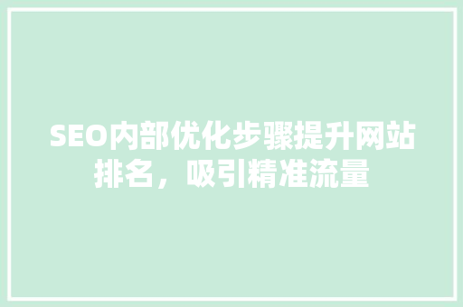 SEO内部优化步骤提升网站排名，吸引精准流量