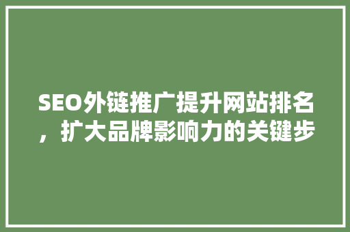 SEO外链推广提升网站排名，扩大品牌影响力的关键步骤