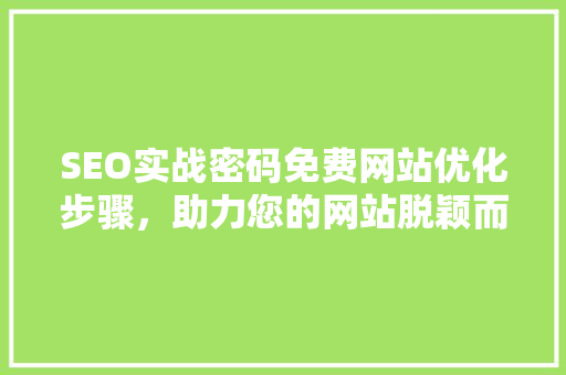 SEO实战密码免费网站优化步骤，助力您的网站脱颖而出