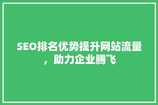 SEO排名优势提升网站流量，助力企业腾飞