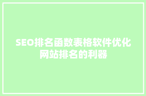 SEO排名函数表格软件优化网站排名的利器