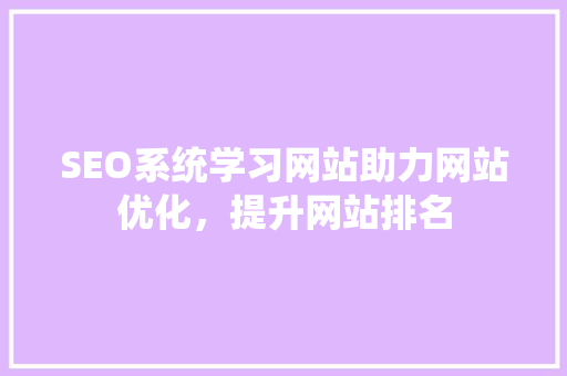 SEO系统学习网站助力网站优化，提升网站排名