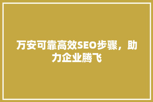 万安可靠高效SEO步骤，助力企业腾飞