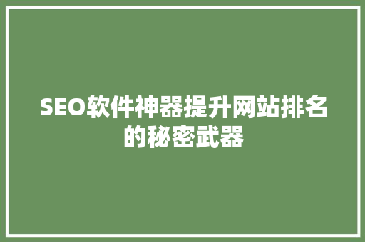 SEO软件神器提升网站排名的秘密武器