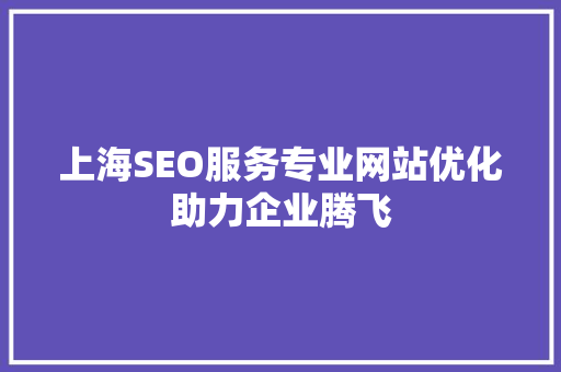 上海SEO服务专业网站优化助力企业腾飞