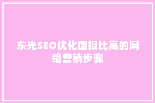 东光SEO优化回报比高的网络营销步骤