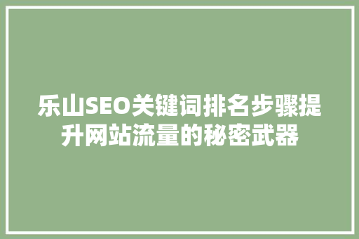 乐山SEO关键词排名步骤提升网站流量的秘密武器