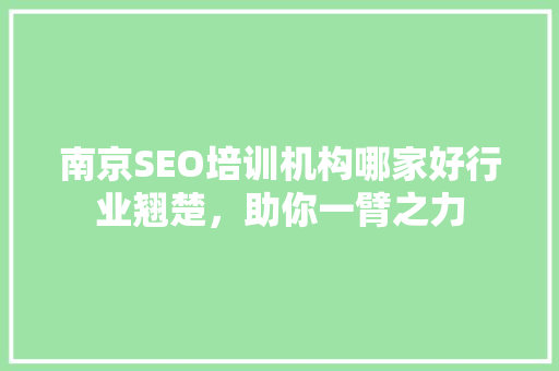 南京SEO培训机构哪家好行业翘楚，助你一臂之力