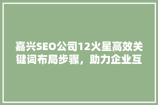 嘉兴SEO公司12火星高效关键词布局步骤，助力企业互联网营销腾飞
