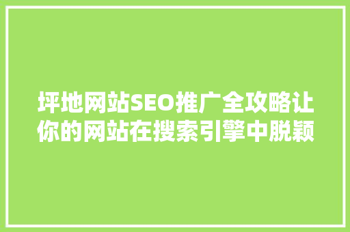 坪地网站SEO推广全攻略让你的网站在搜索引擎中脱颖而出