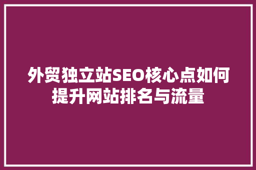 外贸独立站SEO核心点如何提升网站排名与流量
