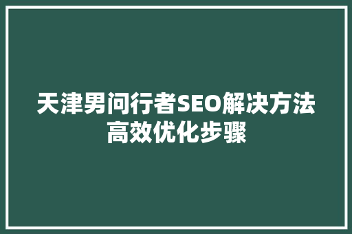 天津男问行者SEO解决方法高效优化步骤