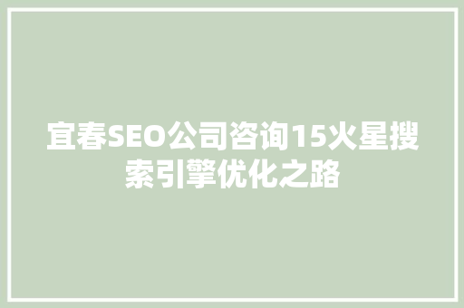 宜春SEO公司咨询15火星搜索引擎优化之路