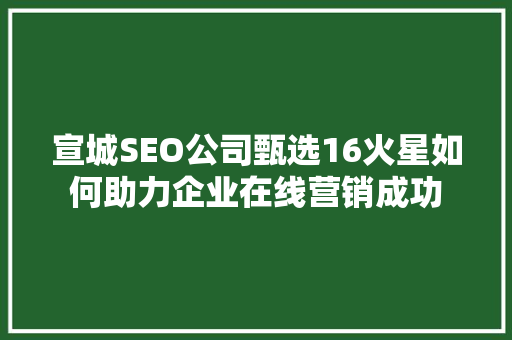 宣城SEO公司甄选16火星如何助力企业在线营销成功  第1张