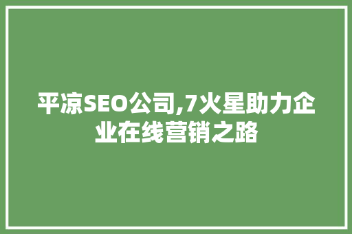 平凉SEO公司,7火星助力企业在线营销之路