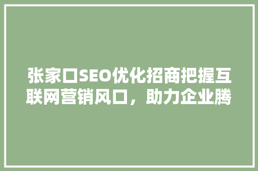 张家口SEO优化招商把握互联网营销风口，助力企业腾飞