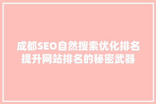 成都SEO自然搜索优化排名提升网站排名的秘密武器