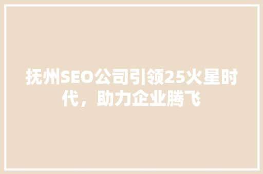 抚州SEO公司引领25火星时代，助力企业腾飞