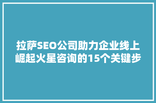 拉萨SEO公司助力企业线上崛起火星咨询的15个关键步骤
