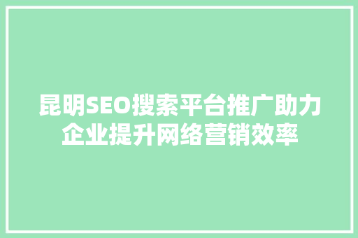 昆明SEO搜索平台推广助力企业提升网络营销效率