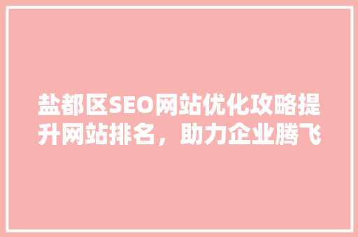 盐都区SEO网站优化攻略提升网站排名，助力企业腾飞