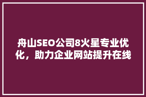 舟山SEO公司8火星专业优化，助力企业网站提升在线竞争力