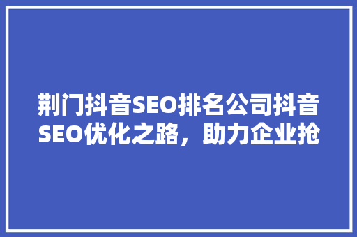 荆门抖音SEO排名公司抖音SEO优化之路，助力企业抢占流量高地