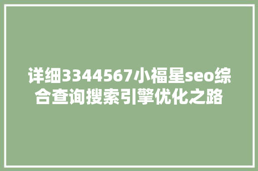 详细3344567小福星seo综合查询搜索引擎优化之路