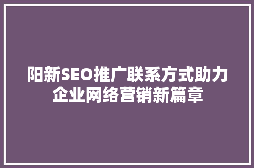 阳新SEO推广联系方式助力企业网络营销新篇章