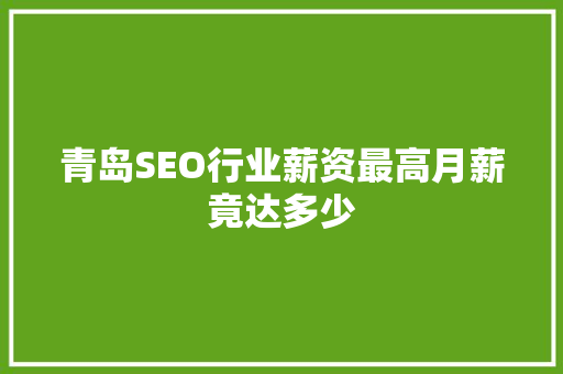 青岛SEO行业薪资最高月薪竟达多少