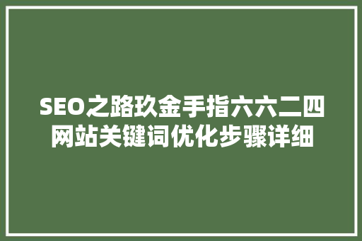 SEO之路玖金手指六六二四网站关键词优化步骤详细