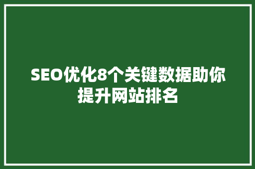 SEO优化8个关键数据助你提升网站排名