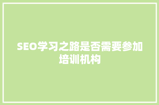 SEO学习之路是否需要参加培训机构
