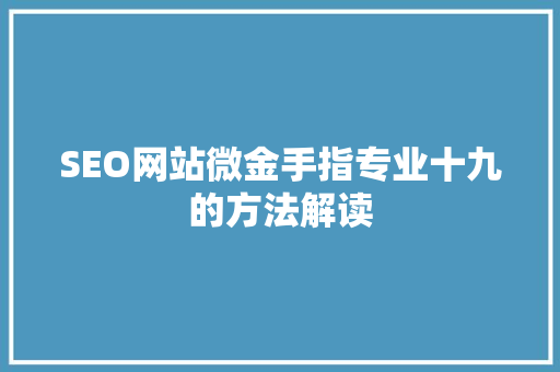 SEO网站微金手指专业十九的方法解读
