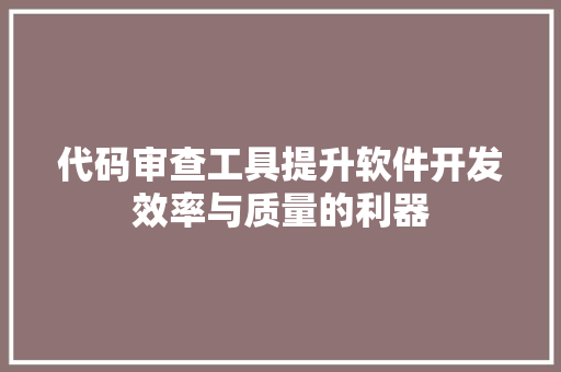 代码审查工具提升软件开发效率与质量的利器