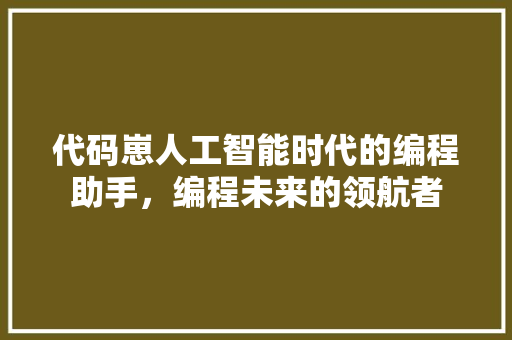 代码崽人工智能时代的编程助手，编程未来的领航者