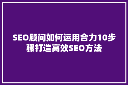 SEO顾问如何运用合力10步骤打造高效SEO方法