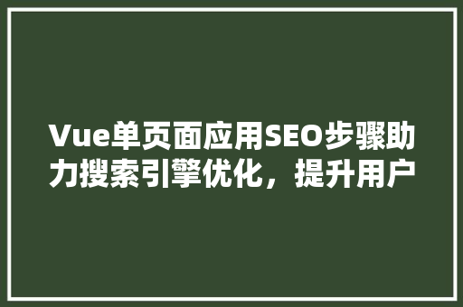 Vue单页面应用SEO步骤助力搜索引擎优化，提升用户体验