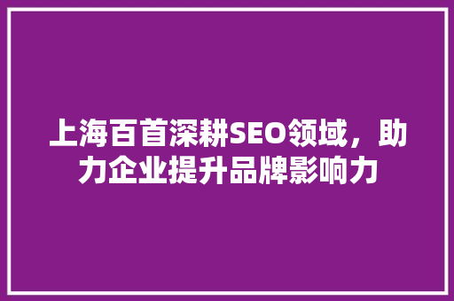 上海百首深耕SEO领域，助力企业提升品牌影响力