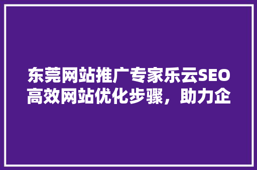 东莞网站推广专家乐云SEO高效网站优化步骤，助力企业腾飞