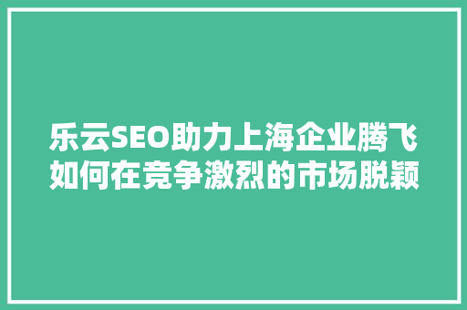 乐云SEO助力上海企业腾飞如何在竞争激烈的市场脱颖而出