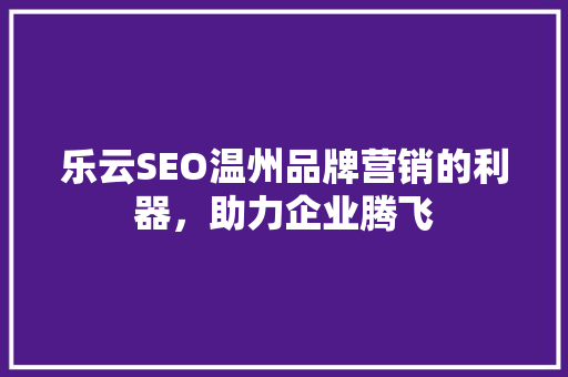 乐云SEO温州品牌营销的利器，助力企业腾飞