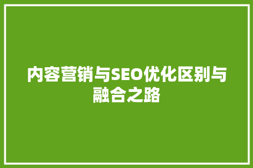 内容营销与SEO优化区别与融合之路
