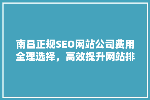 南昌正规SEO网站公司费用全理选择，高效提升网站排名